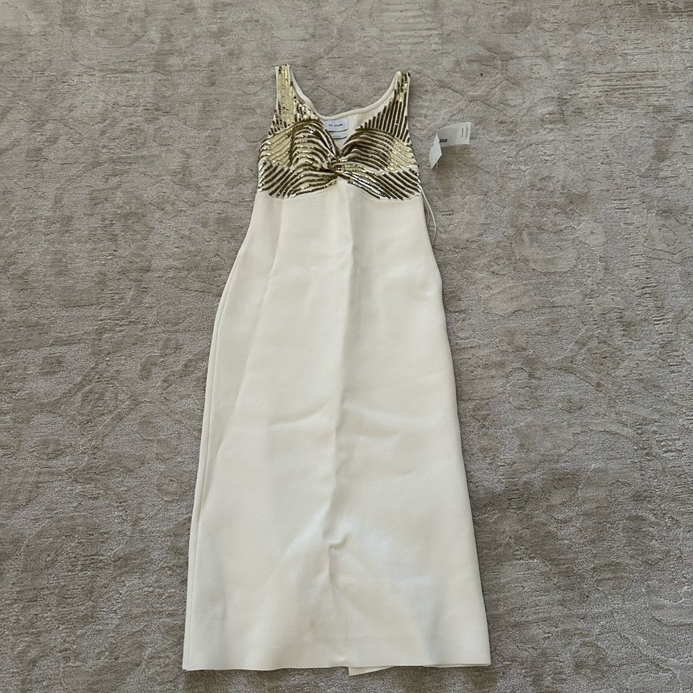 St John beige and gold sequins dress. Brand new condition